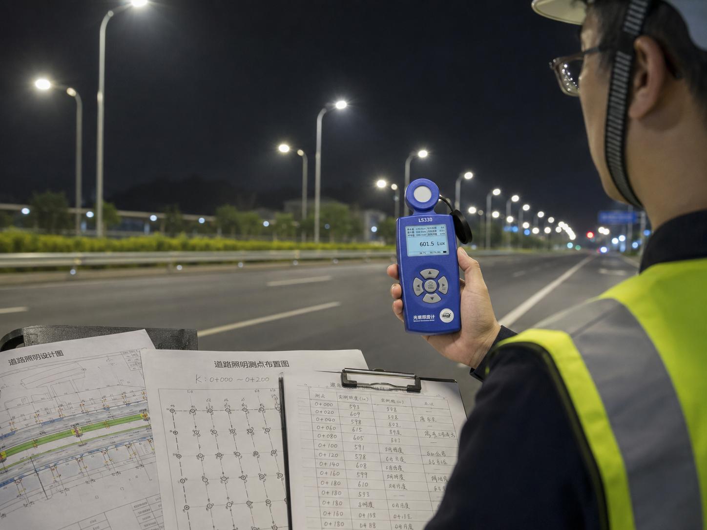 道路路燈照度測點檢測與儀器選型