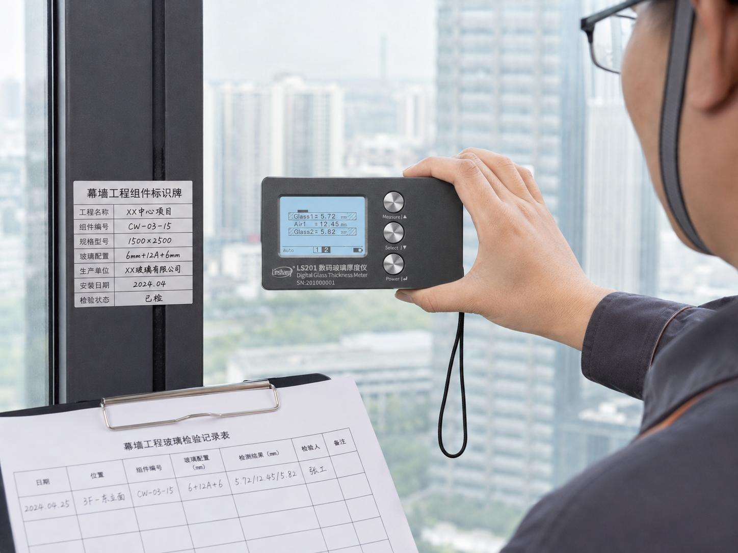 建筑幕墙玻璃单侧厚度检测