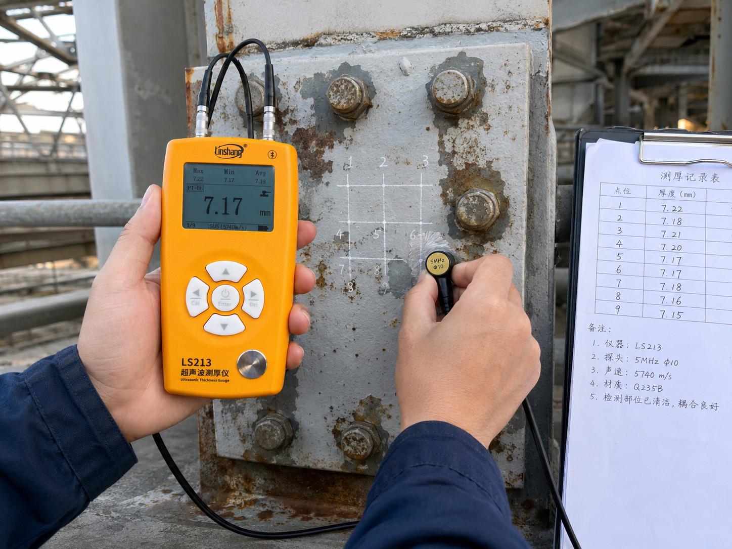 腐蝕鋼結構剩余厚度檢測