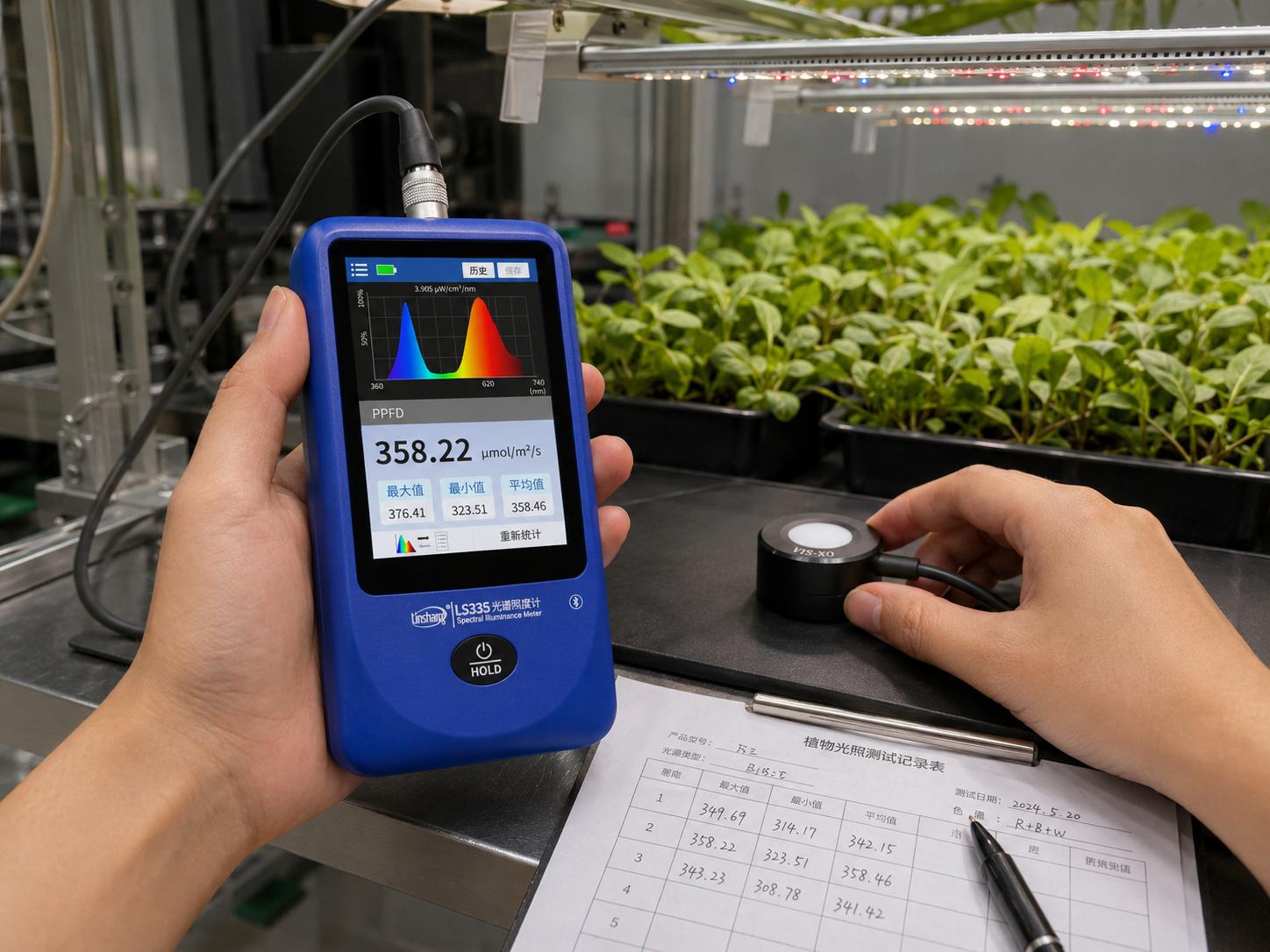 植物工廠冠層PPFD與分波段光譜檢測