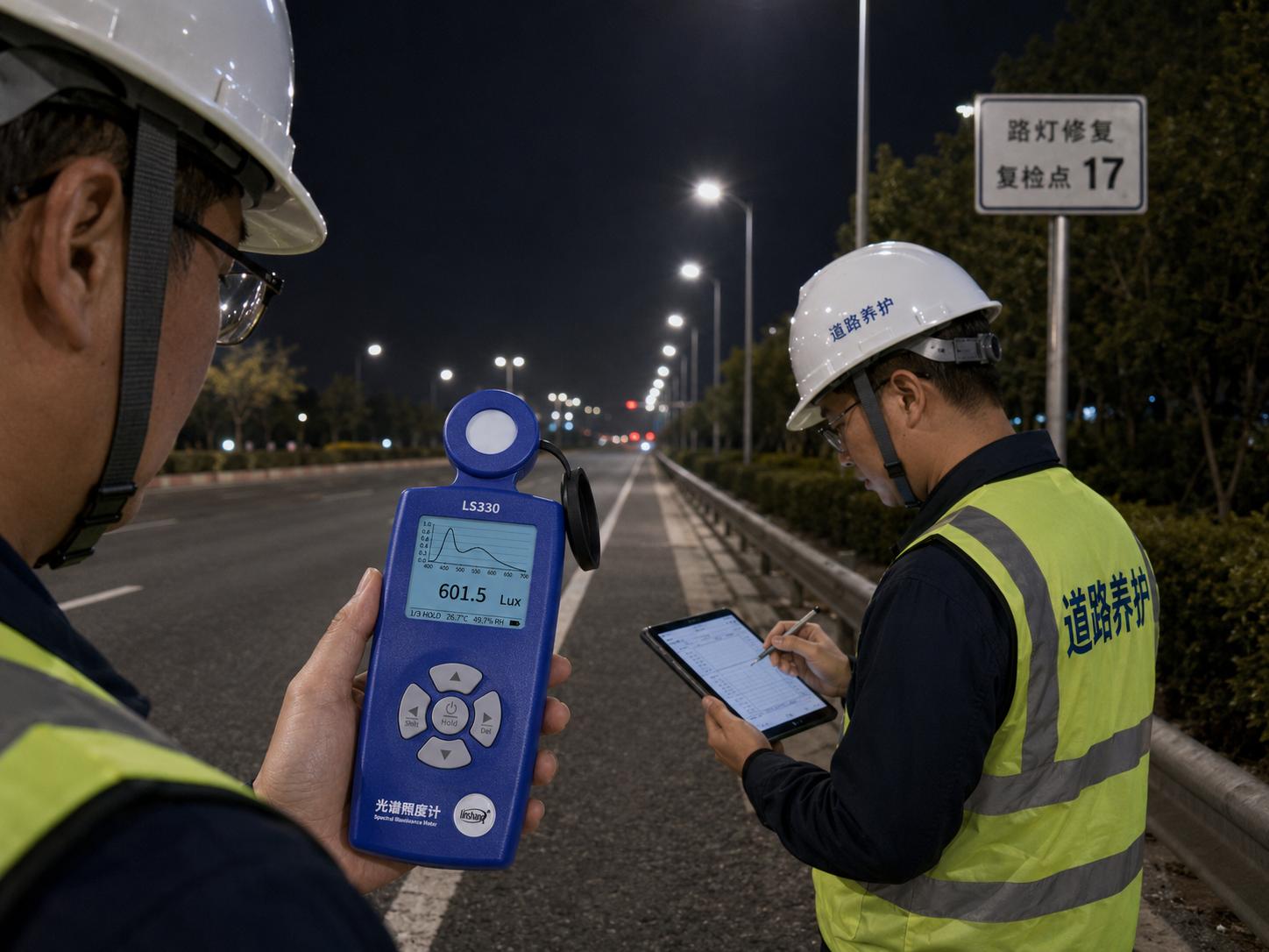 LED路燈照度復測與數據記錄