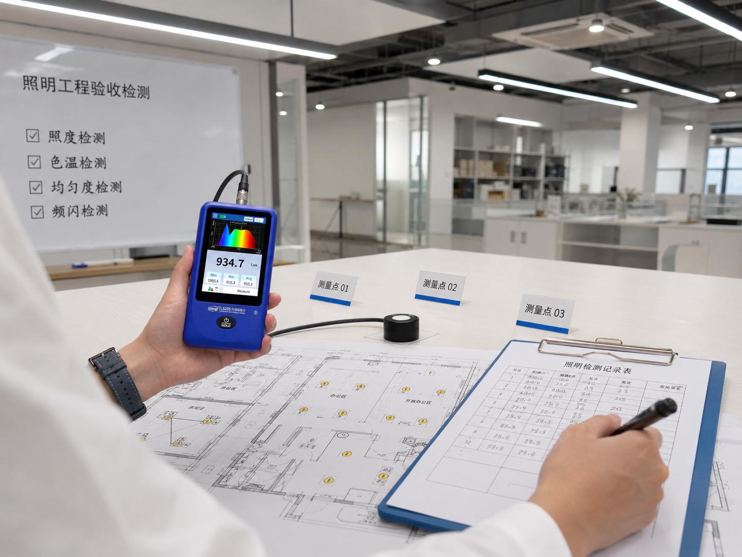 室內(nèi)照明工程工作面布點(diǎn)檢測(cè)
