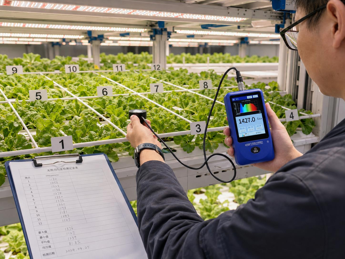 植物工厂冠层PPFD网格测量