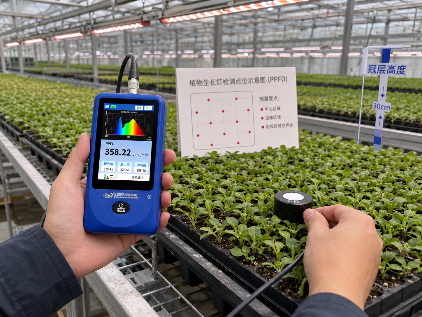 植物生长灯PPFD与光谱检测