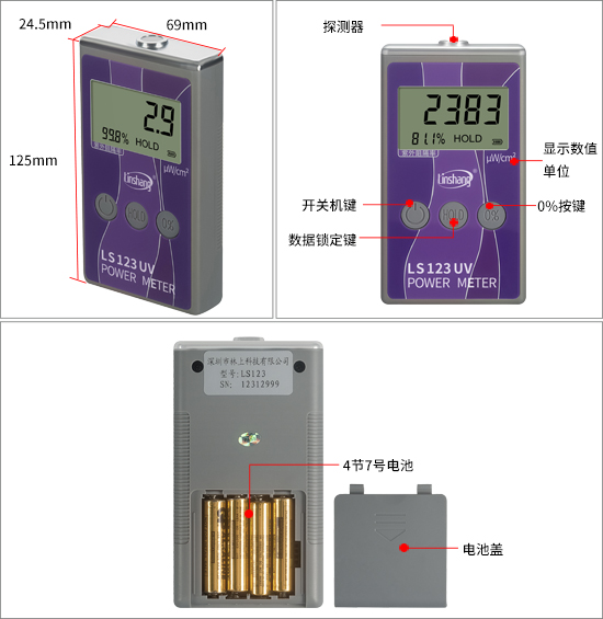 LS123紫外线测试仪外观结构展示 LS123紫外线测试仪外观结构展示
