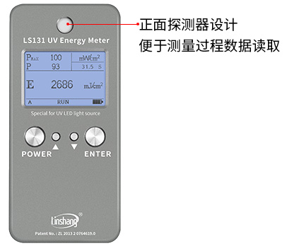 LS131 UV能量计正面探测器位置展示 LS131 UV能量计正面探测器位置展示